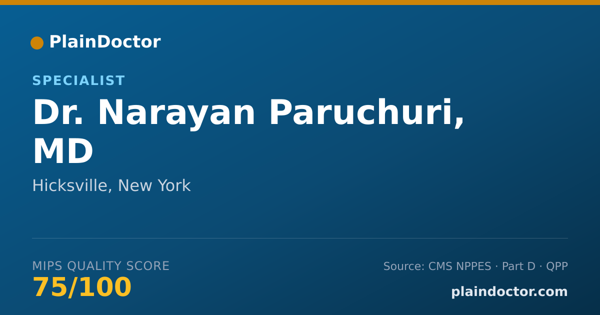 Shareable card for Narayan Paruchuri, MD - Specialist, Hicksville, NY
