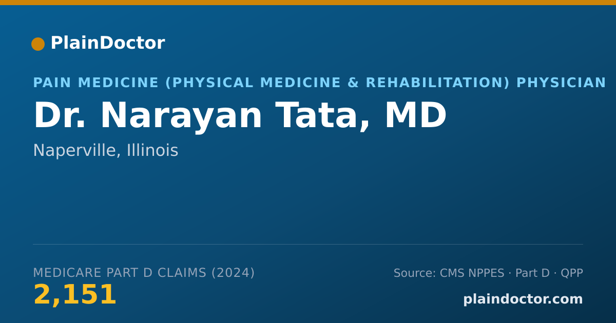Shareable card for Narayan Tata, MD - Pain Medicine (Physical Medicine & Rehabilitation) Physician, Naperville, IL