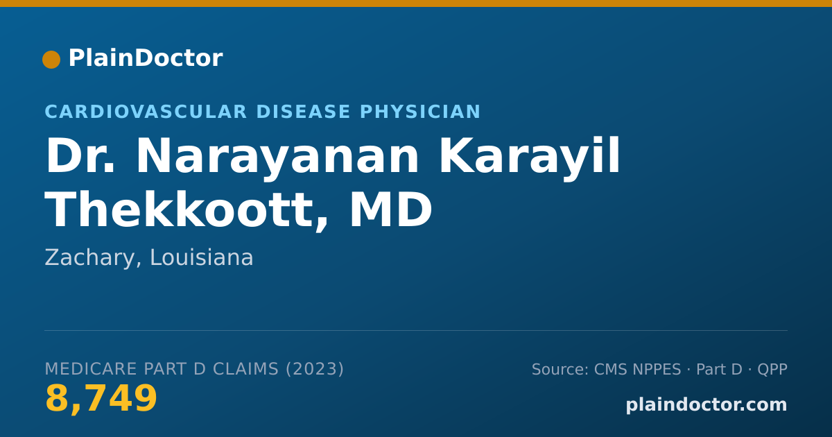 Shareable card for Narayanan Karayil Thekkoott, MD - Cardiovascular Disease Physician, Zachary, LA