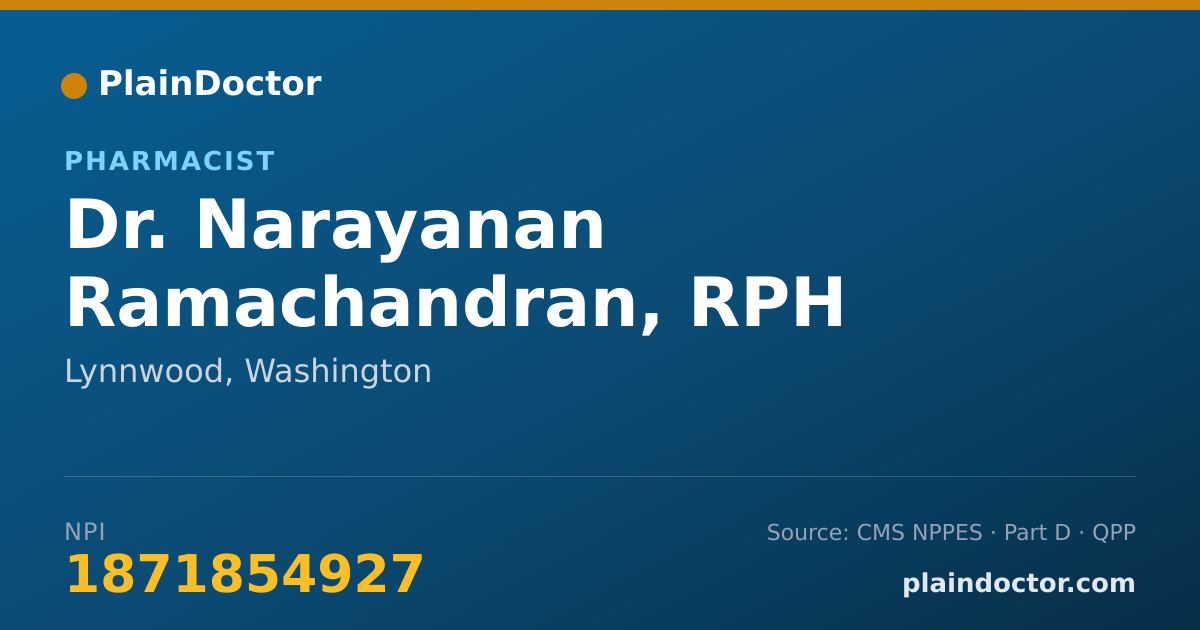 Shareable card for Narayanan Ramachandran, RPH - Pharmacist, Lynnwood, WA