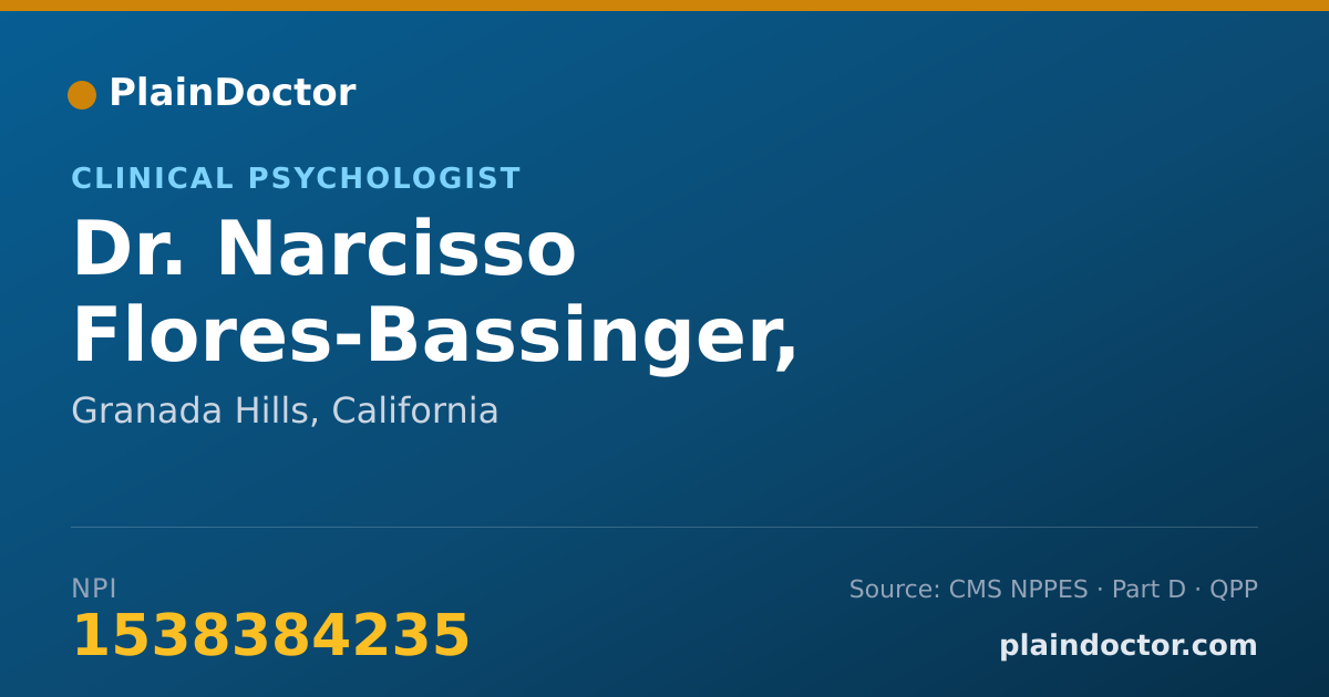 Shareable card for Narcisso Flores-Bassinger, PSY.D. - Clinical Psychologist, Granada Hills, CA