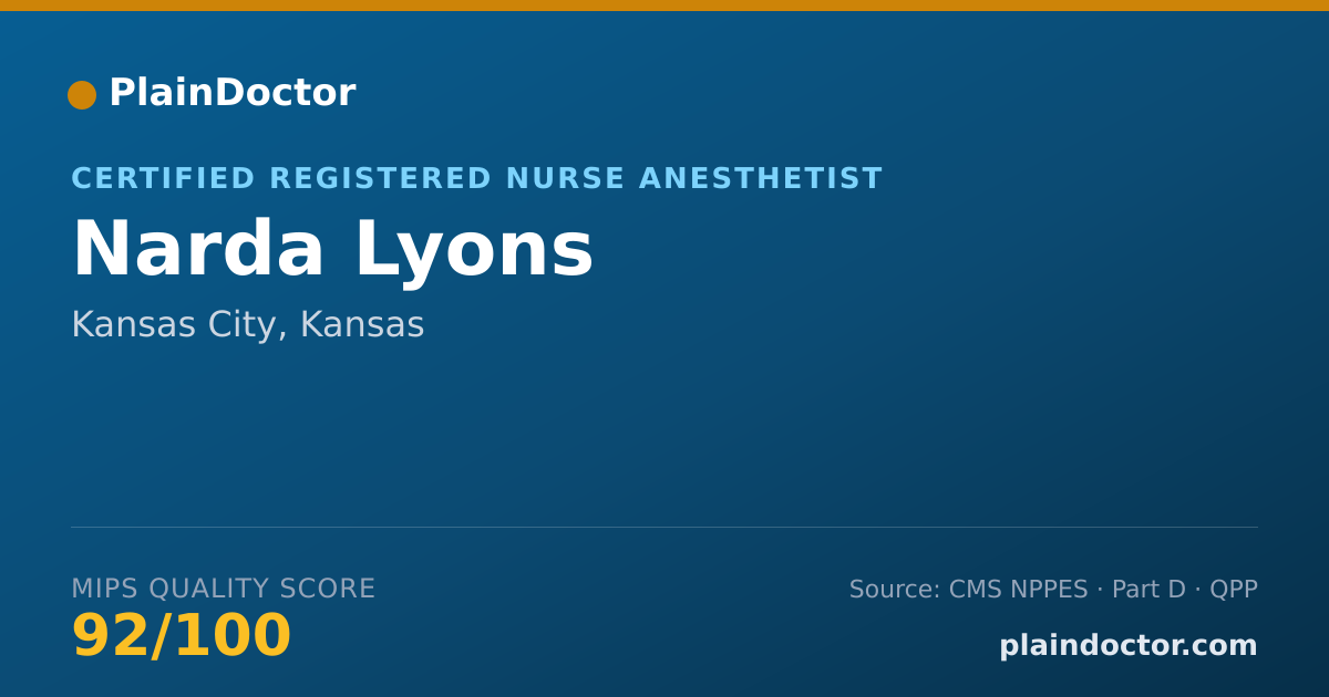 Shareable card for Narda Lyons - Certified Registered Nurse Anesthetist, Kansas City, KS