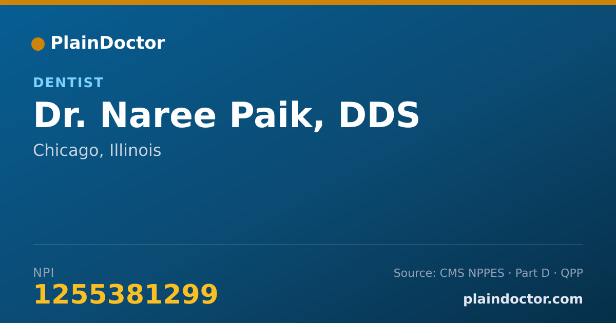 Shareable card for Naree Paik, DDS - Dentist, Chicago, IL