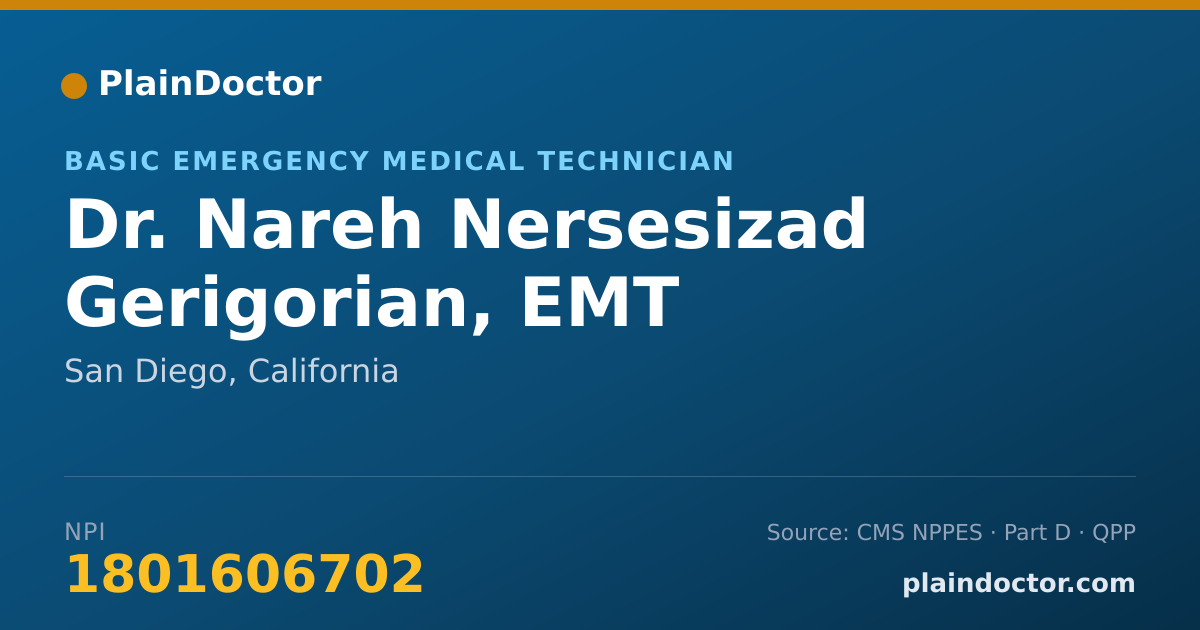 Shareable card for Nareh Nersesizad Gerigorian, EMT - Basic Emergency Medical Technician, San Diego, CA
