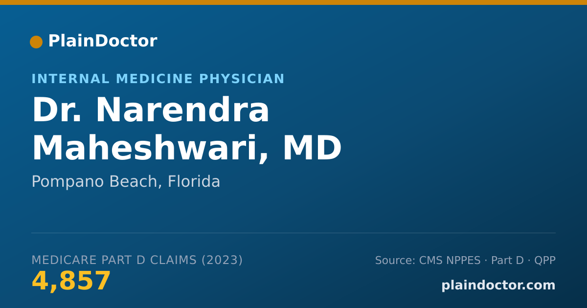 Shareable card for Narendra Maheshwari, MD - Internal Medicine Physician, Pompano Beach, FL