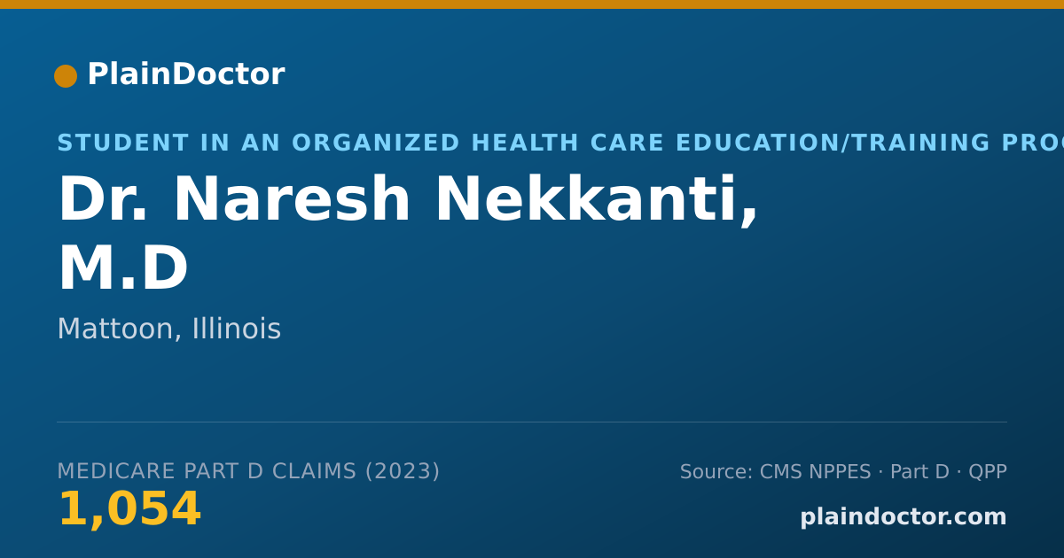 Shareable card for Naresh Nekkanti, M.D - Student in an Organized Health Care Education/Training Program, Mattoon, IL