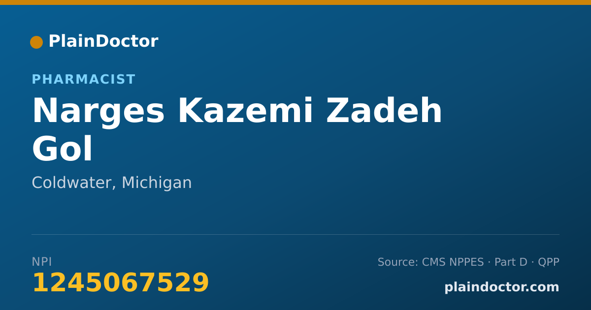 Shareable card for Narges Kazemi Zadeh Gol - Pharmacist, Coldwater, MI
