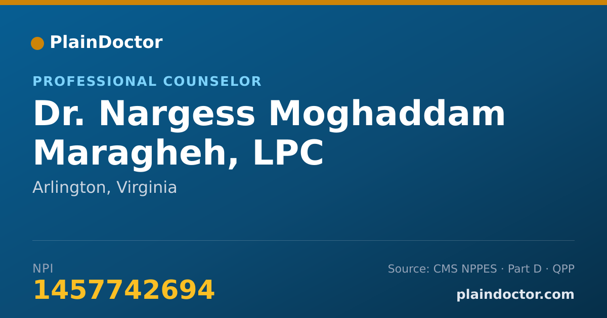 Shareable card for Nargess Moghaddam Maragheh, LPC - Professional Counselor, Arlington, VA