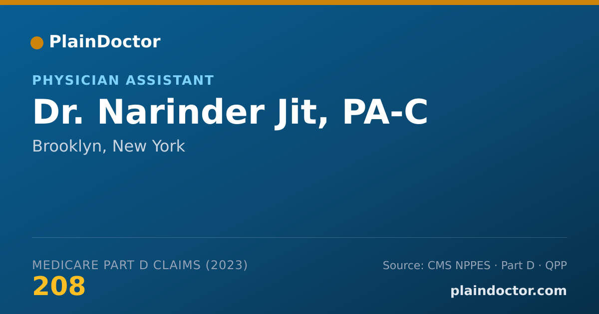 Shareable card for Narinder Jit, PA-C - Physician Assistant, Brooklyn, NY