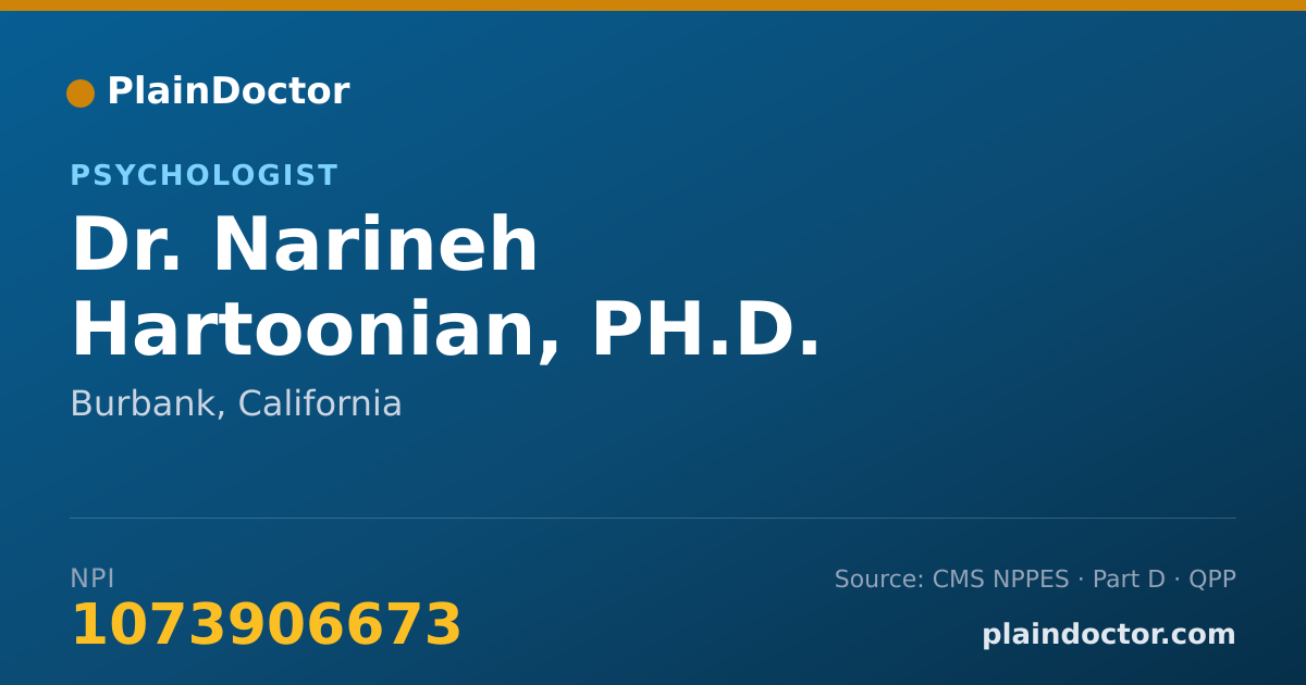 Shareable card for Narineh Hartoonian, PH.D. - Psychologist, Burbank, CA
