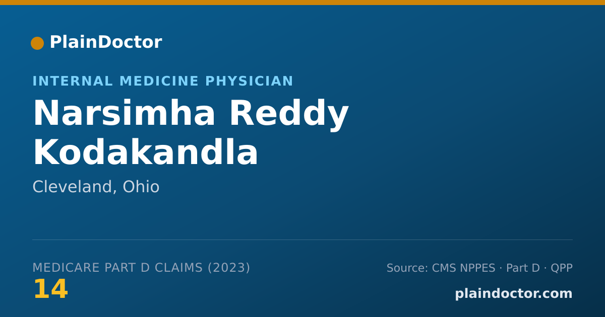 Shareable card for Narsimha Reddy Kodakandla - Internal Medicine Physician, Cleveland, OH