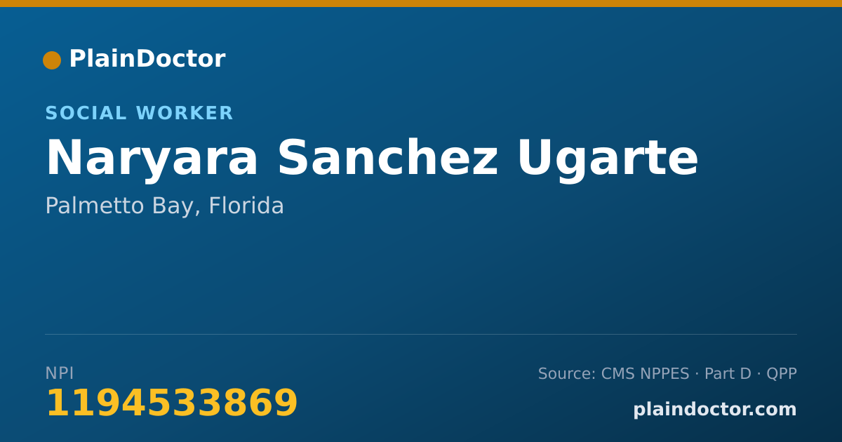 Shareable card for Naryara Sanchez Ugarte - Social Worker, Palmetto Bay, FL