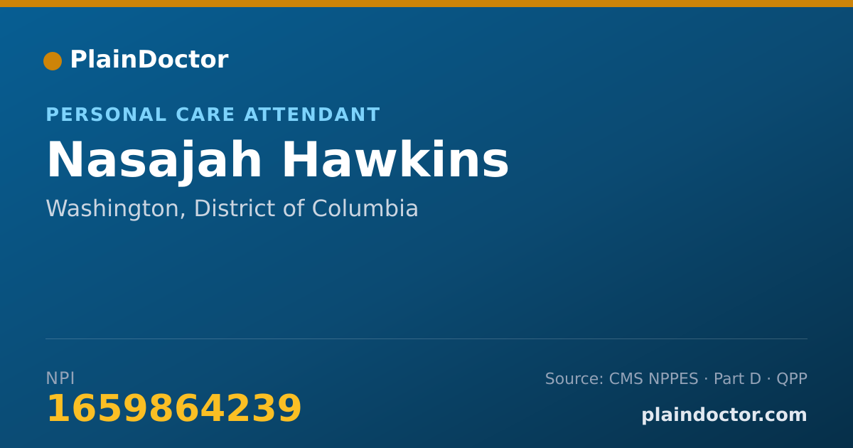 Shareable card for Nasajah Hawkins - Personal Care Attendant, Washington, DC