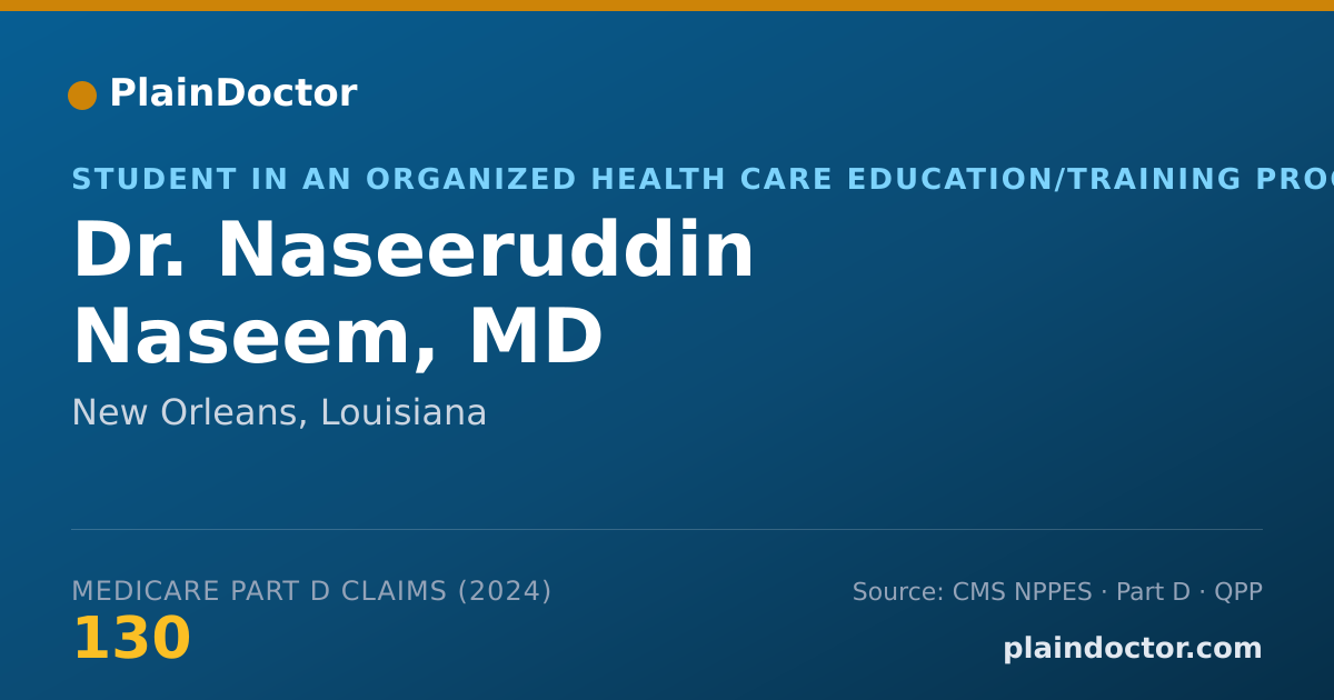 Shareable card for Naseeruddin Naseem, MD - Student in an Organized Health Care Education/Training Program, New Orleans, LA