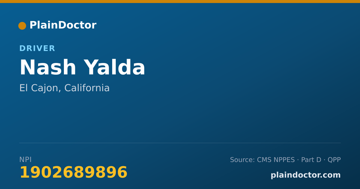 Shareable card for Nash Yalda - Driver, El Cajon, CA