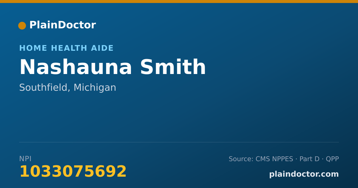 Shareable card for Nashauna Smith - Home Health Aide, Southfield, MI