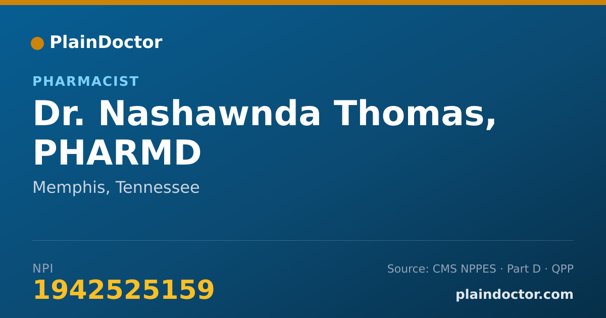 Shareable card for Nashawnda Thomas, PHARMD - Pharmacist, Memphis, TN