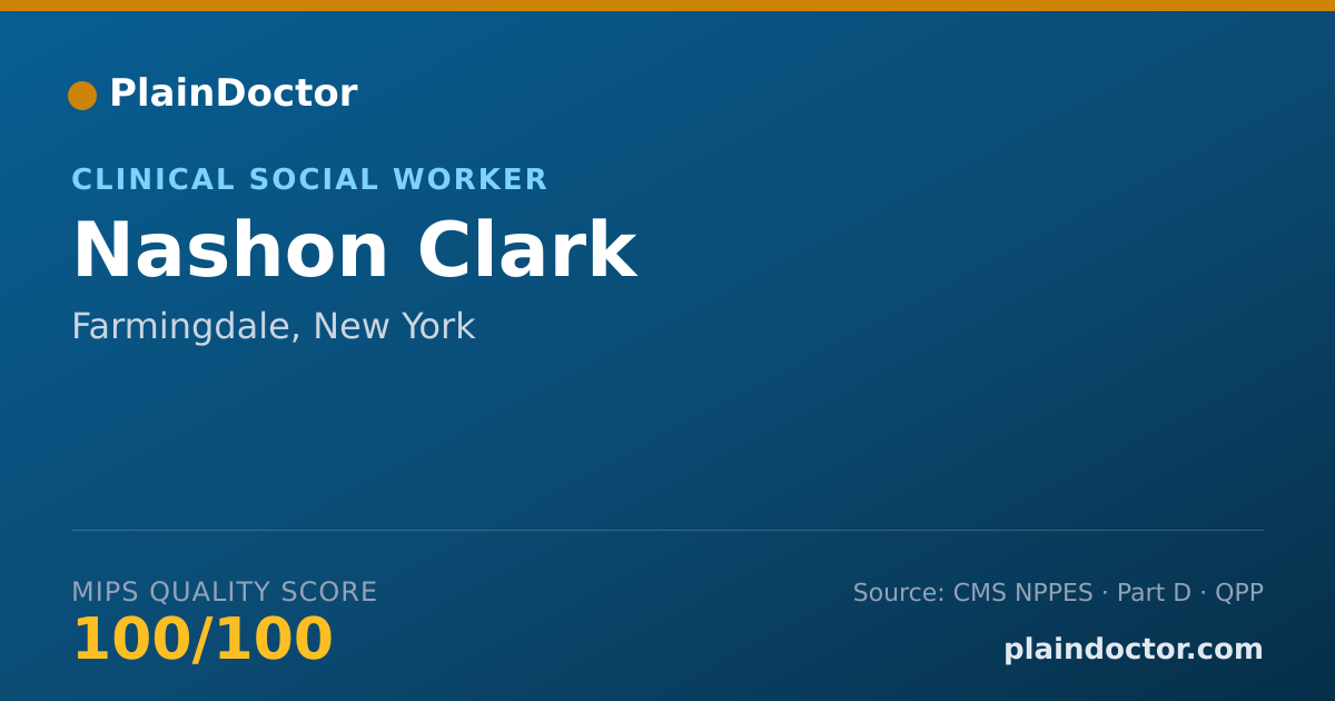 Shareable card for Nashon Clark - Clinical Social Worker, Farmingdale, NY