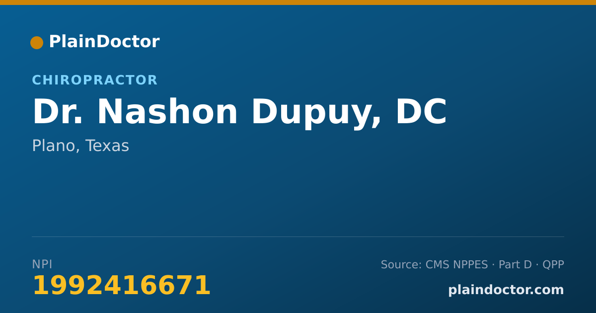 Shareable card for Nashon Dupuy, DC - Chiropractor, Plano, TX