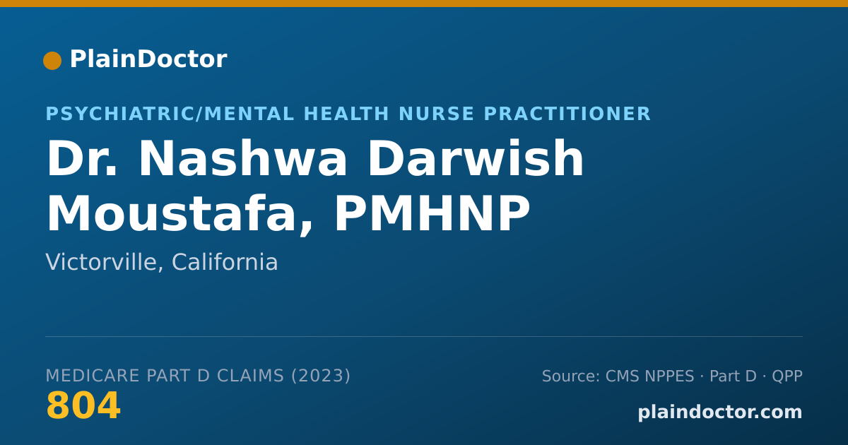 Shareable card for Nashwa Darwish Moustafa, PMHNP - Psychiatric/Mental Health Nurse Practitioner, Victorville, CA