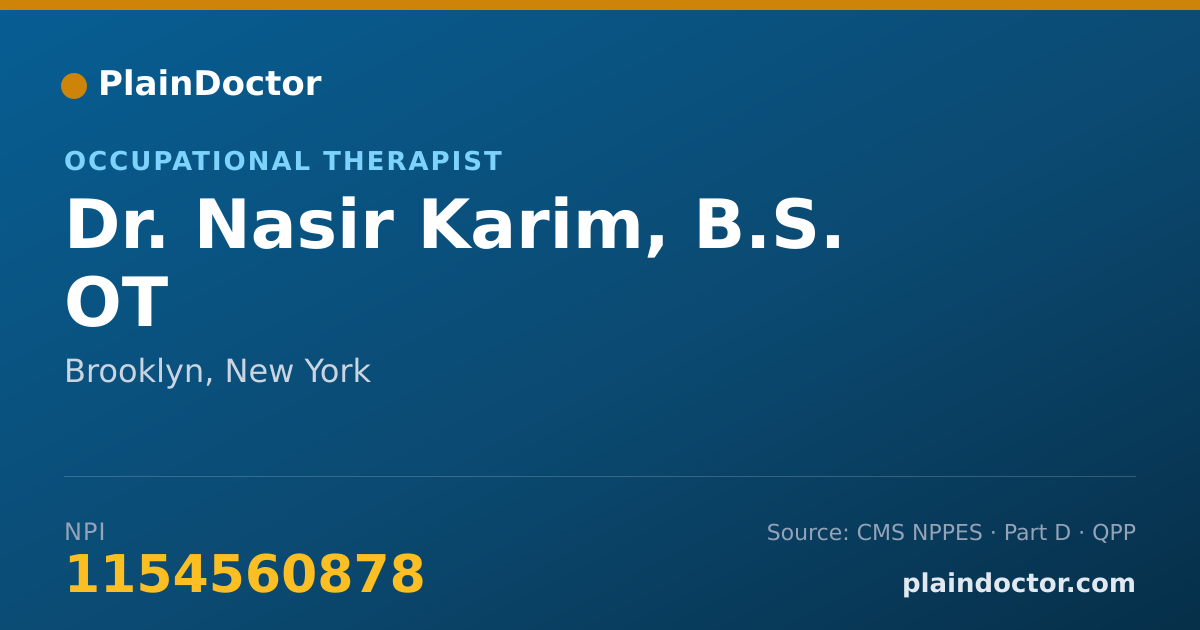 Shareable card for Nasir Karim, B.S. OT - Occupational Therapist, Brooklyn, NY
