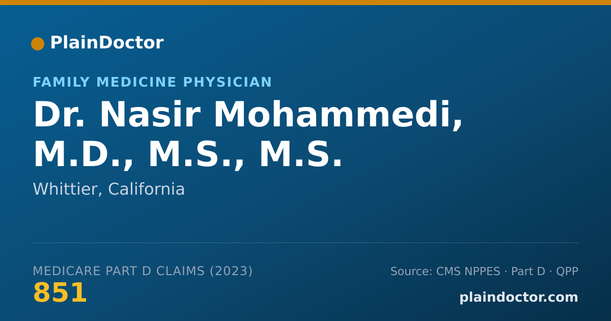 Shareable card for Nasir Mohammedi, M.D., M.S., M.S. - Family Medicine Physician, Whittier, CA