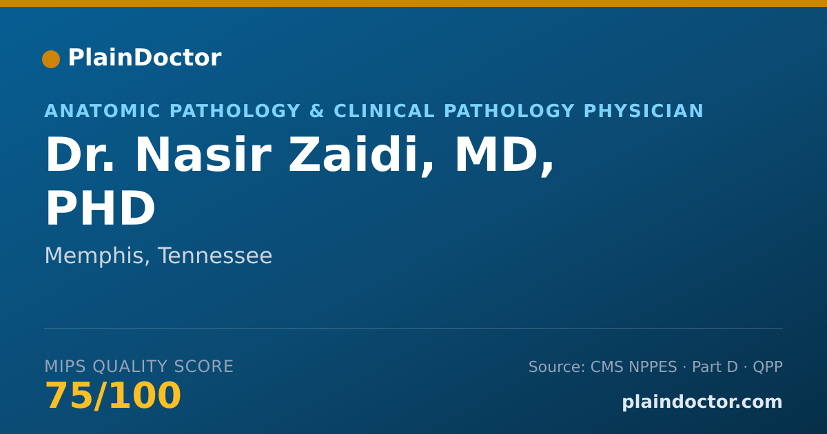 Shareable card for Nasir Zaidi, MD, PHD - Anatomic Pathology & Clinical Pathology Physician, Memphis, TN