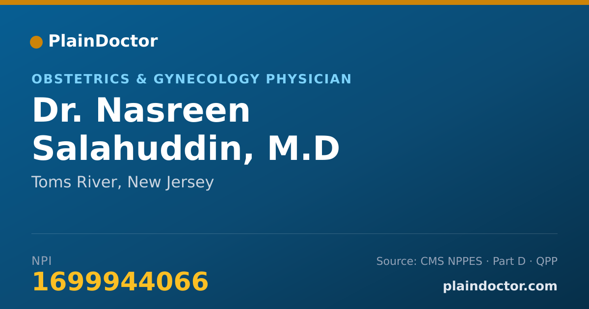 Shareable card for Nasreen Salahuddin, M.D - Obstetrics & Gynecology Physician, Toms River, NJ