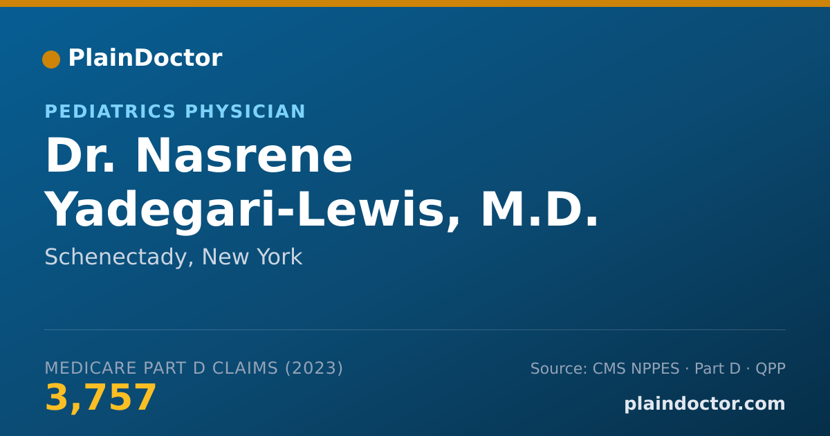 Shareable card for Nasrene Yadegari-Lewis, M.D. - Pediatrics Physician, Schenectady, NY