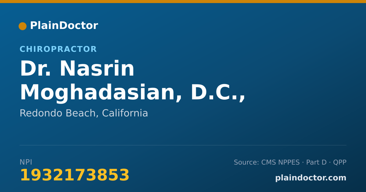 Shareable card for Nasrin Moghadasian, D.C., F.I.C.P.A - Chiropractor, Redondo Beach, CA