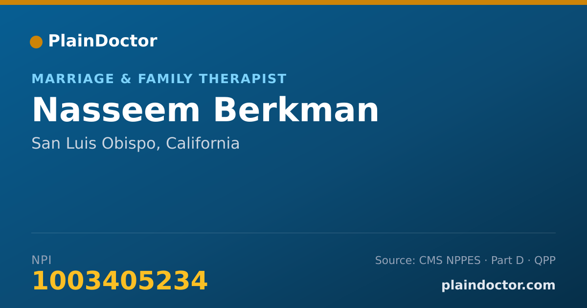 Shareable card for Nasseem Berkman - Marriage & Family Therapist, San Luis Obispo, CA