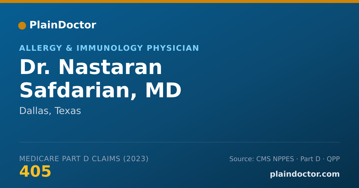Shareable card for Nastaran Safdarian, MD - Allergy & Immunology Physician, Dallas, TX