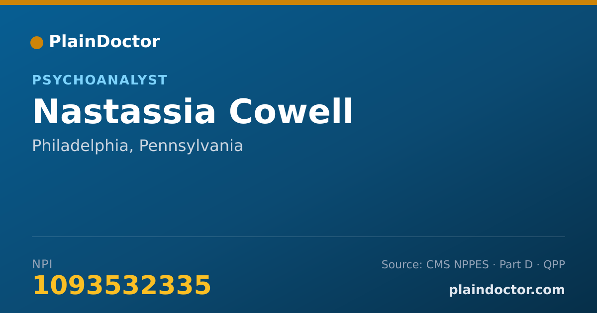 Shareable card for Nastassia Cowell - Psychoanalyst, Philadelphia, PA