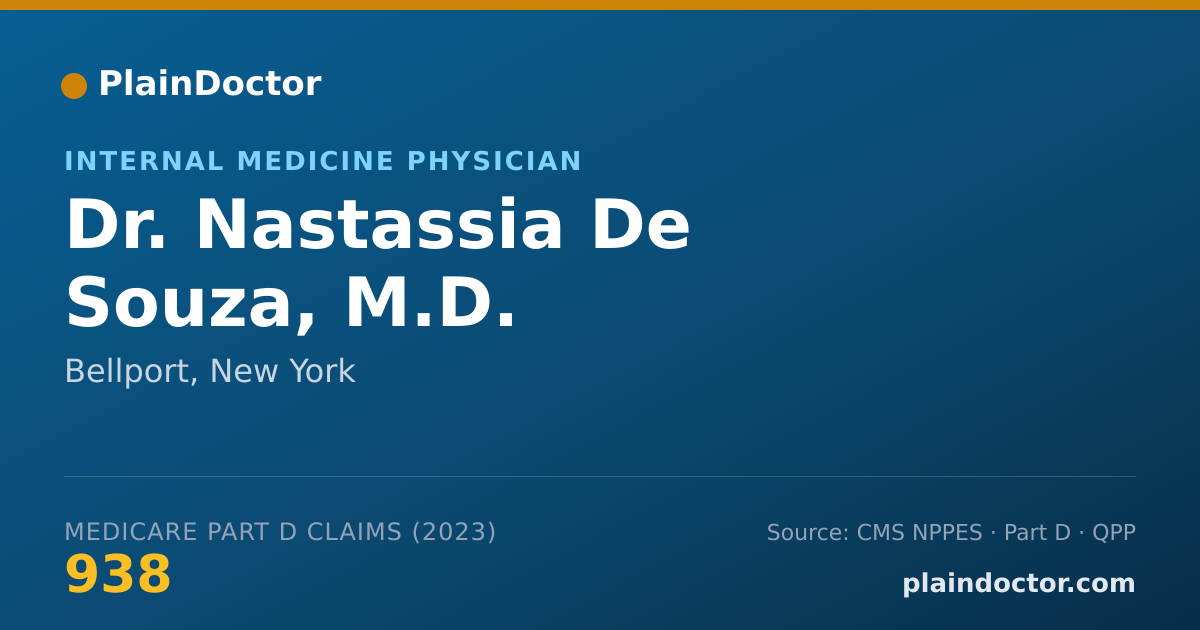 Shareable card for Nastassia De Souza, M.D. - Internal Medicine Physician, Bellport, NY