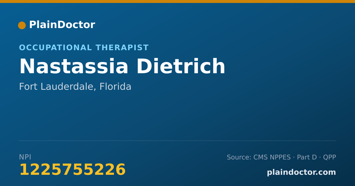 Shareable card for Nastassia Dietrich - Occupational Therapist, Fort Lauderdale, FL