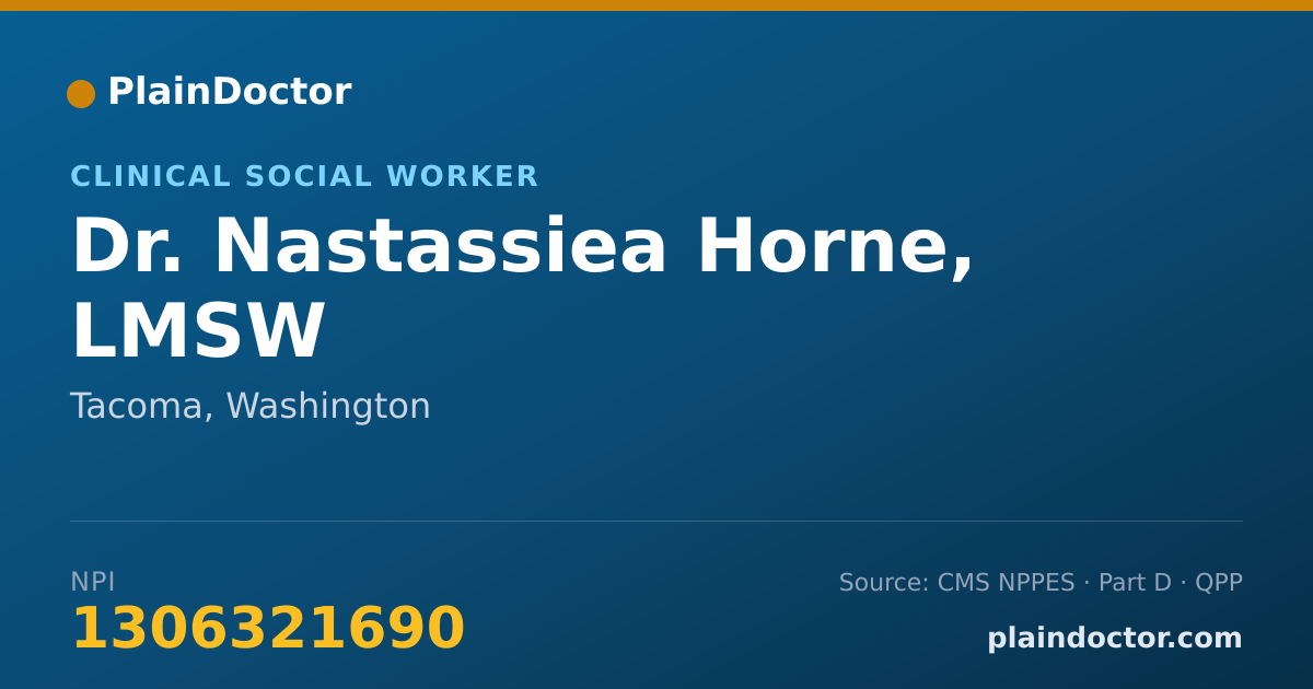 Shareable card for Nastassiea Horne, LMSW - Clinical Social Worker, Tacoma, WA