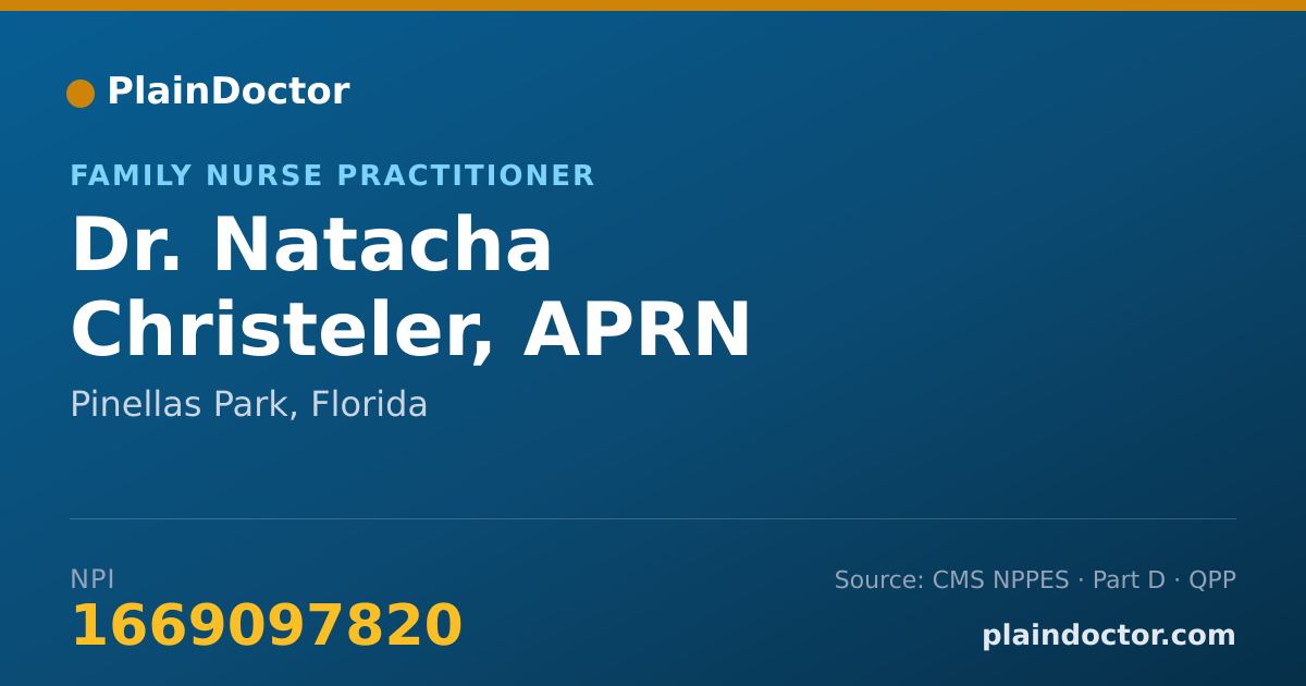 Shareable card for Natacha Christeler, APRN - Family Nurse Practitioner, Pinellas Park, FL