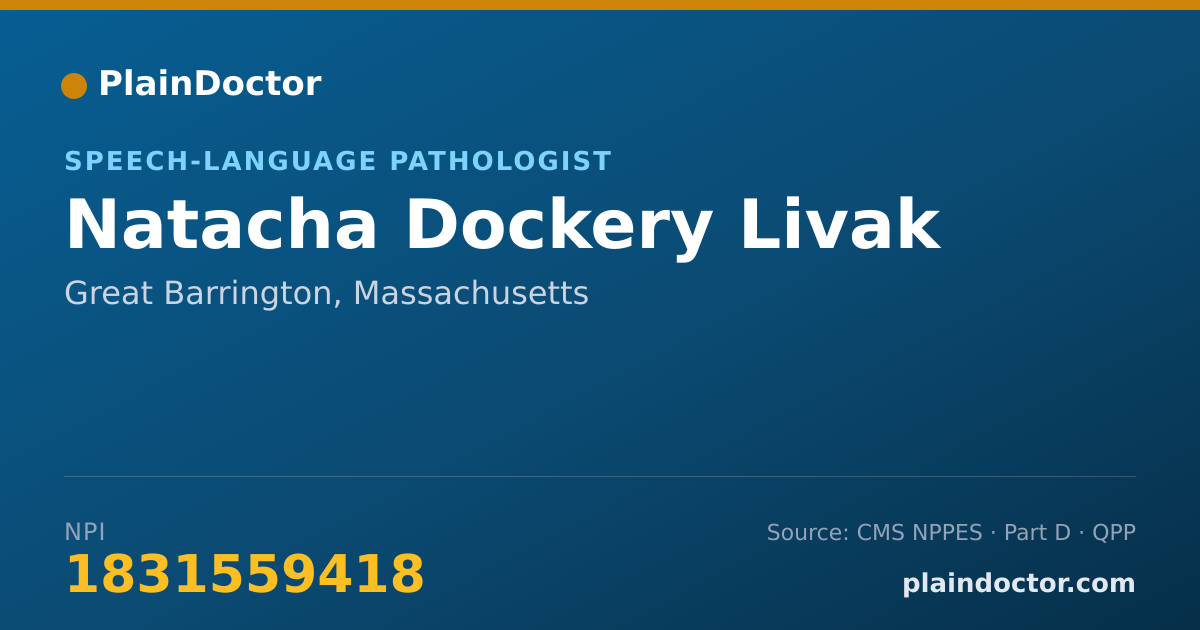 Shareable card for Natacha Dockery Livak - Speech-Language Pathologist, Great Barrington, MA