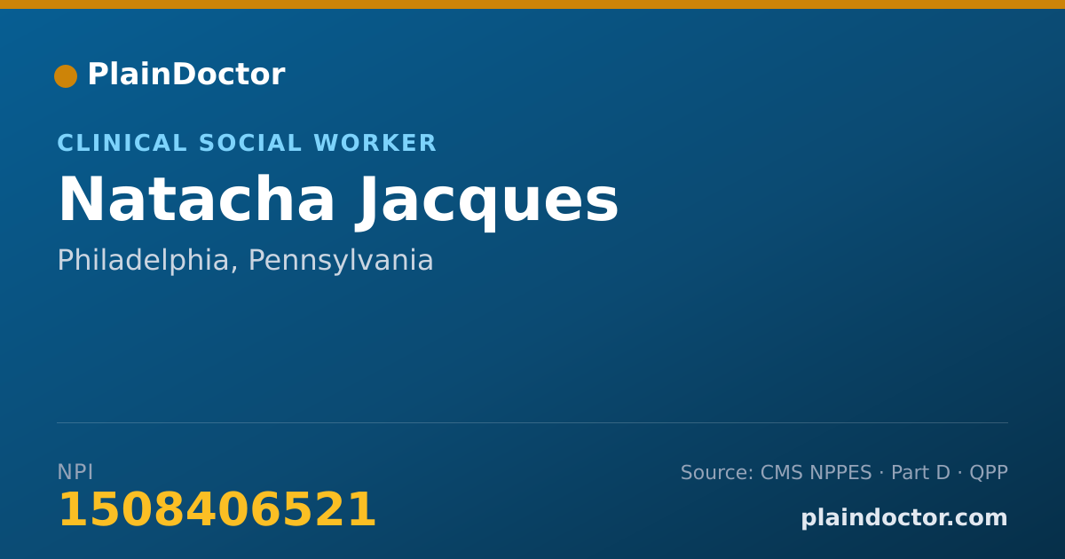 Shareable card for Natacha Jacques - Clinical Social Worker, Philadelphia, PA