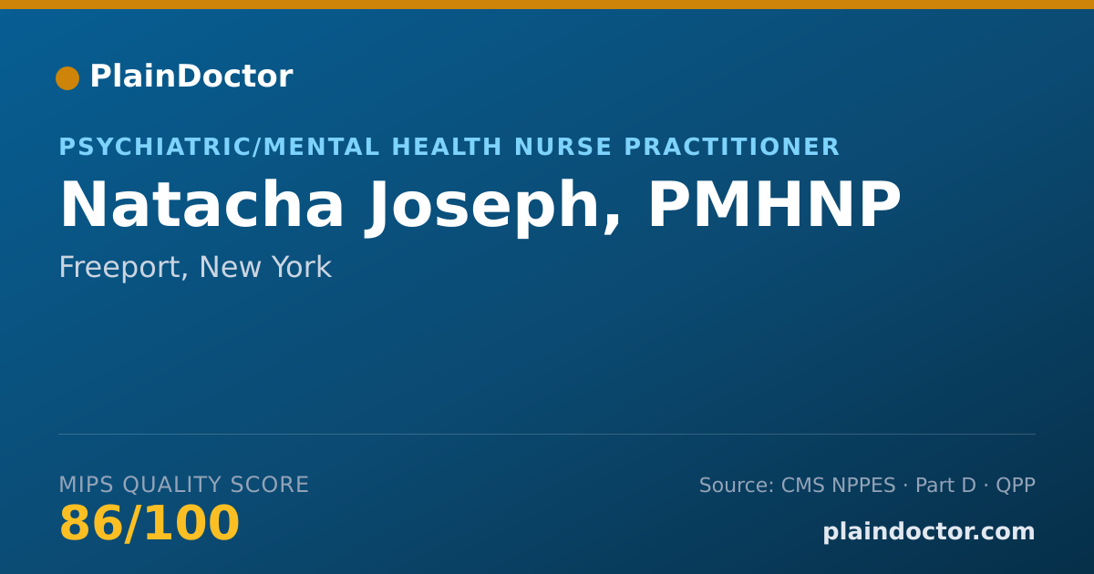 Shareable card for Natacha Joseph, PMHNP - Psychiatric/Mental Health Nurse Practitioner, Freeport, NY