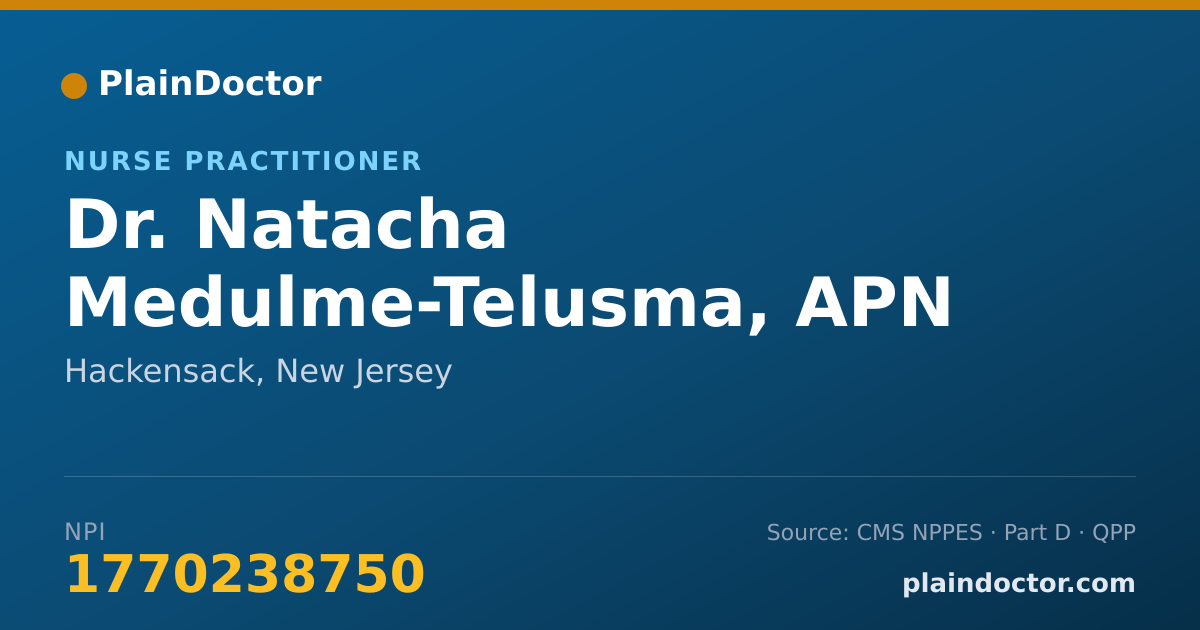 Shareable card for Natacha Medulme-Telusma, APN - Nurse Practitioner, Hackensack, NJ