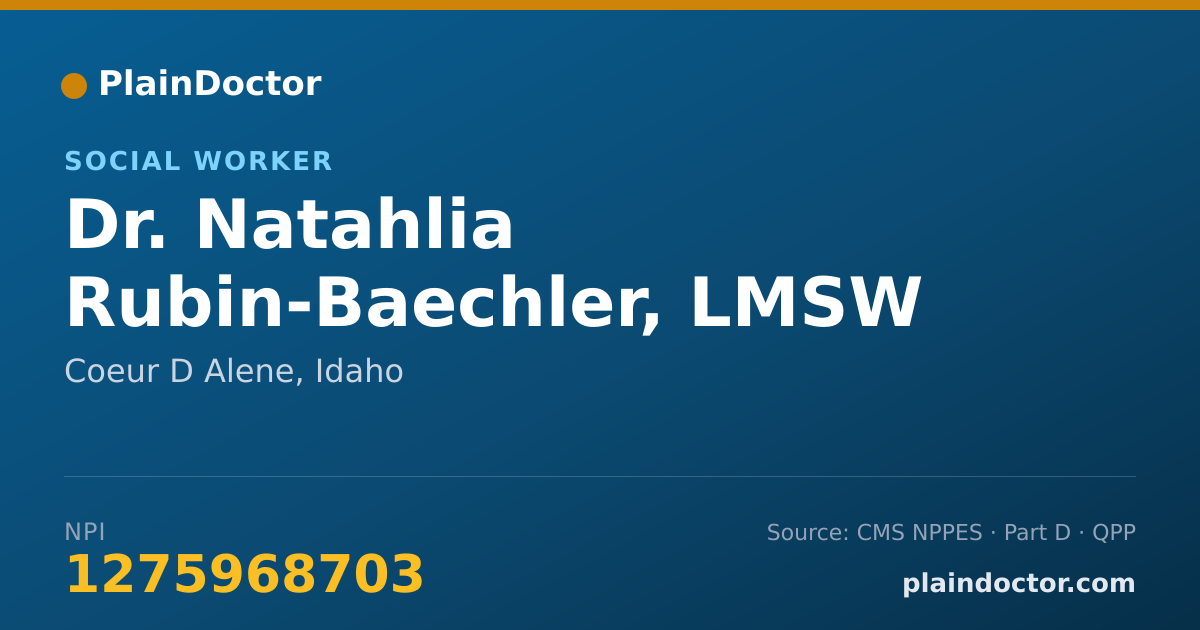Shareable card for Natahlia Rubin-Baechler, LMSW - Social Worker, Coeur D Alene, ID