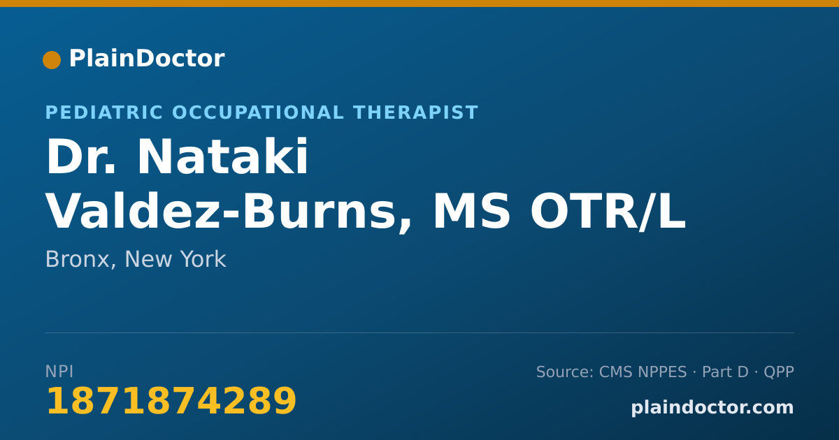 Shareable card for Nataki Valdez-Burns, MS OTR/L - Pediatric Occupational Therapist, Bronx, NY