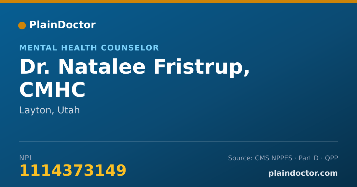 Shareable card for Natalee Fristrup, CMHC - Mental Health Counselor, Layton, UT