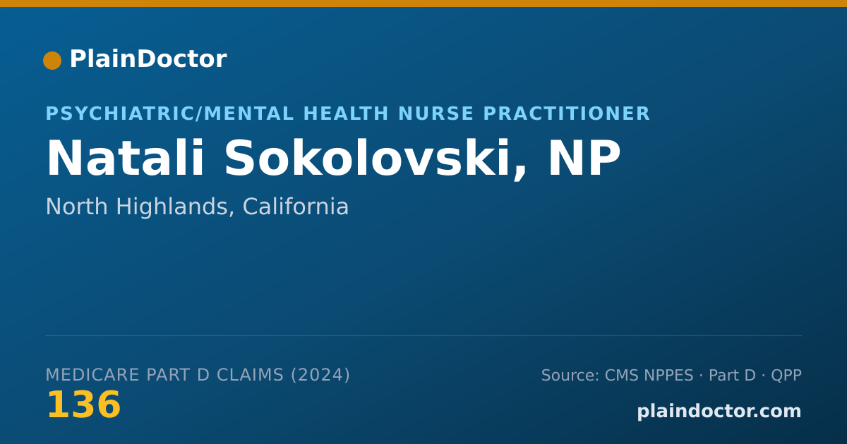 Shareable card for Natali Sokolovski, NP - Psychiatric/Mental Health Nurse Practitioner, North Highlands, CA