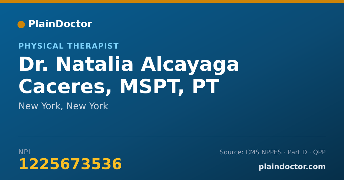 Shareable card for Natalia Alcayaga Caceres, MSPT, PT - Physical Therapist, New York, NY