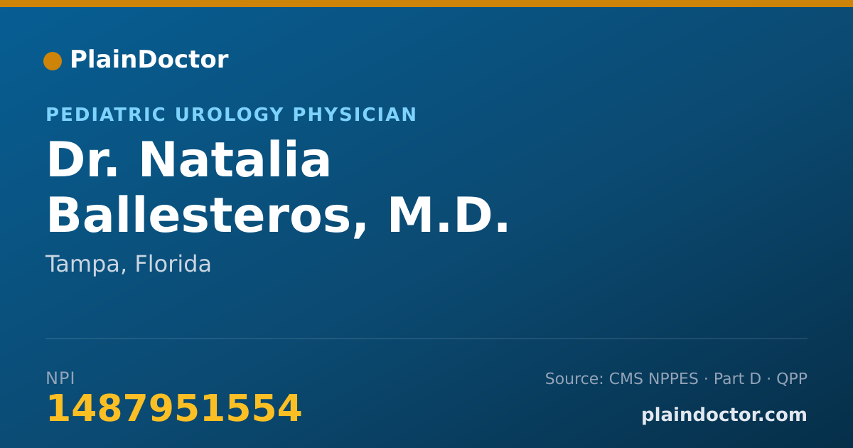 Shareable card for Natalia Ballesteros, M.D. - Pediatric Urology Physician, Tampa, FL