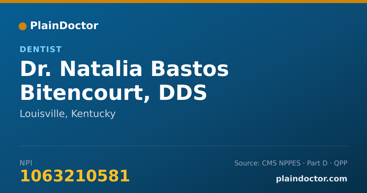 Shareable card for Natalia Bastos Bitencourt, DDS - Dentist, Louisville, KY