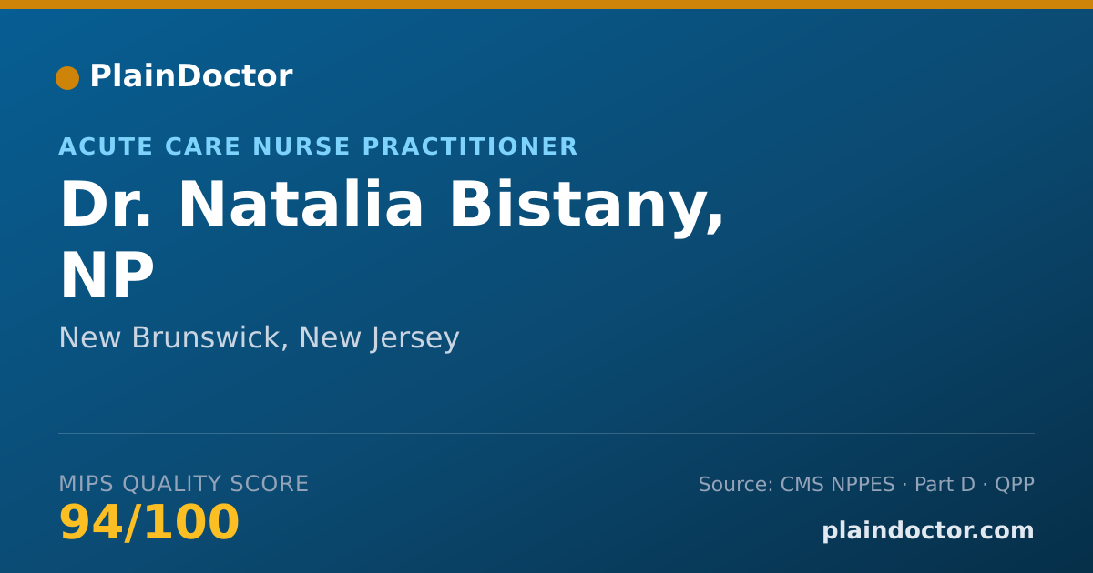 Shareable card for Natalia Bistany, NP - Acute Care Nurse Practitioner, New Brunswick, NJ
