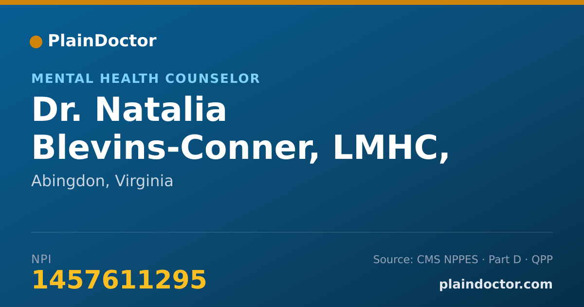 Shareable card for Natalia Blevins-Conner, LMHC, LPC - Mental Health Counselor, Abingdon, VA
